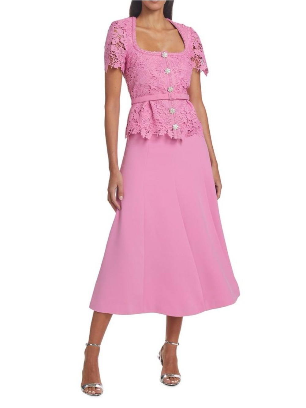 Self Portrait Women’s Mixed-Media Lace Midi-Dress size 8
